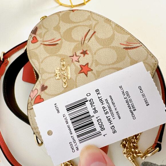 Coach CK523 Heart Crossbody In Signature Canvas With Heart IN Light Khaki Multi - Picture 8 of 8